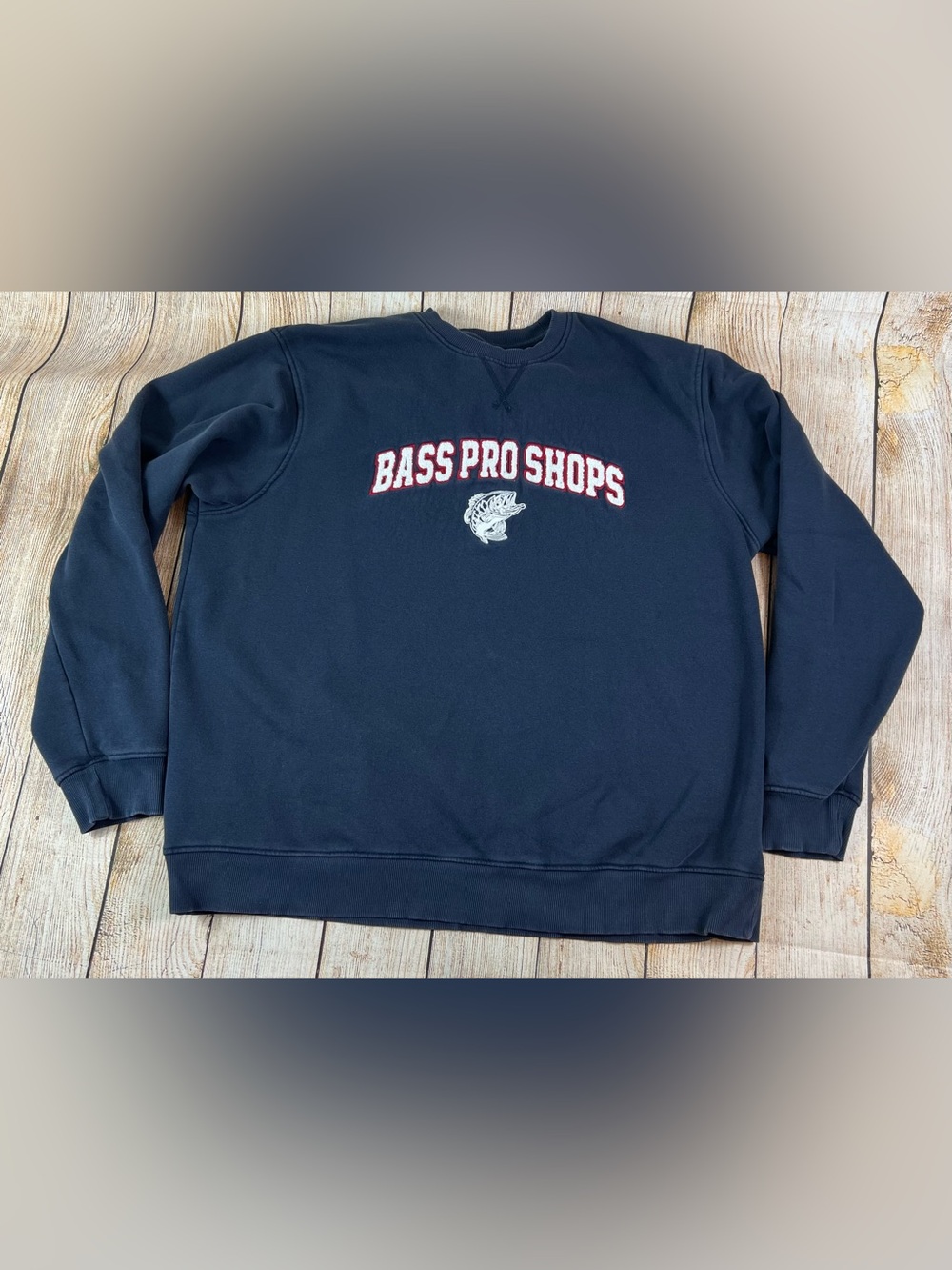 Mens Bass Pro Shops Fishing Spellout Crewneck Sweatshirt Size XL